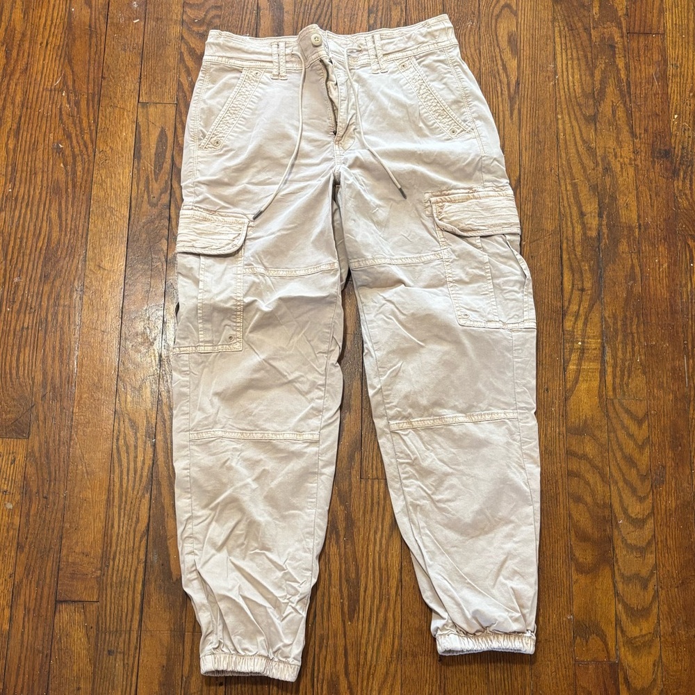 American Eagle Outfitters Cream Cargo Pants